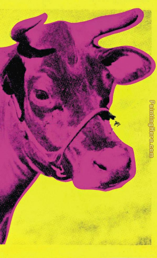 Cow Pink on Yellow painting - Andy Warhol Cow Pink on Yellow art painting